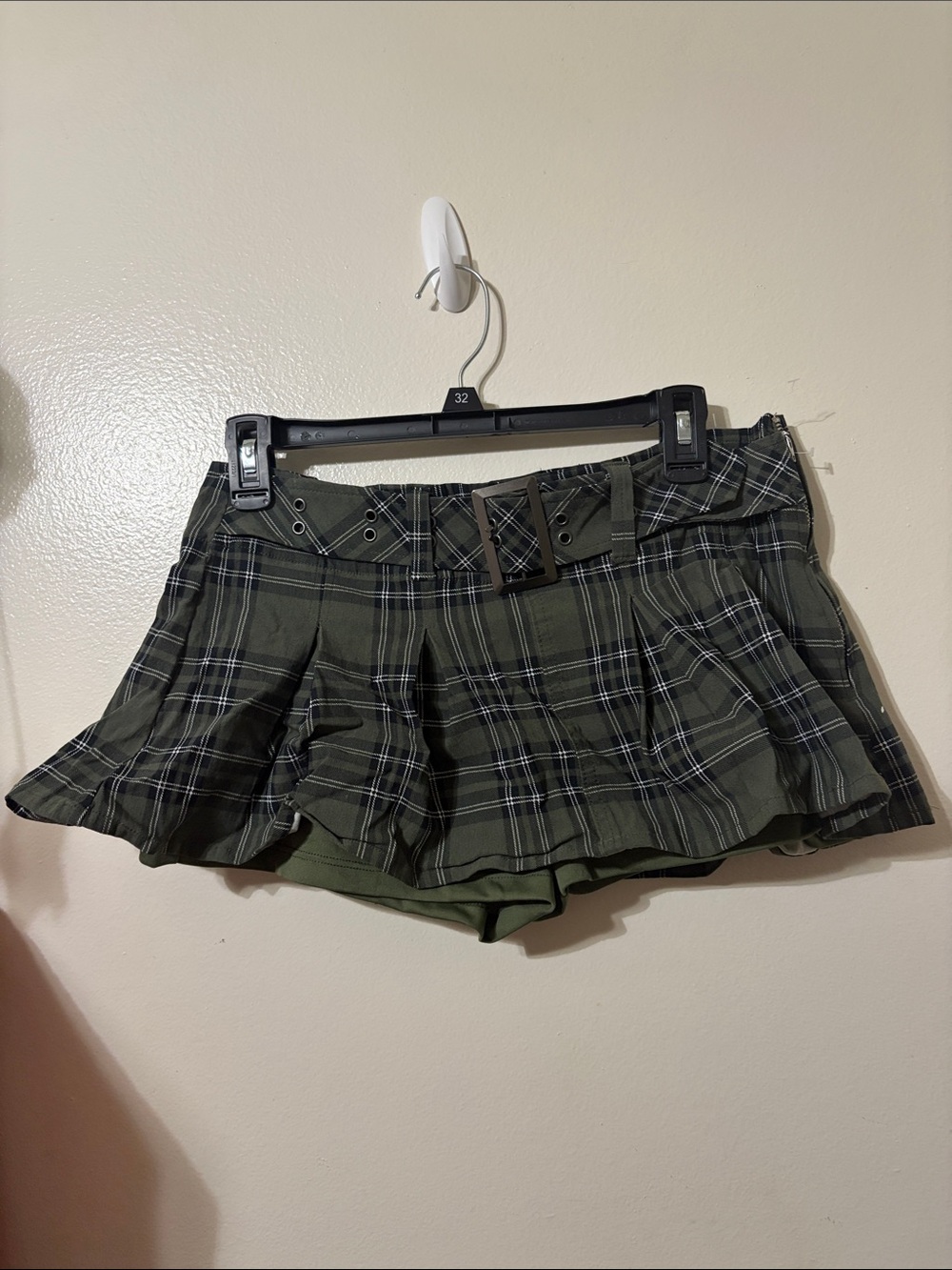 Hot Topic Olive Green Plaid Mini Skirt